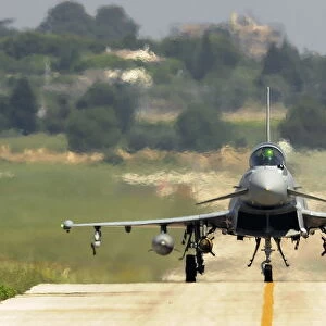 RAF Typhoon Jet Fighter Takes off from Gioia Del Colle Airfield in Italy
