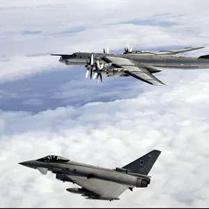 RAF Typhoon with Russian Bear-H Aircraft