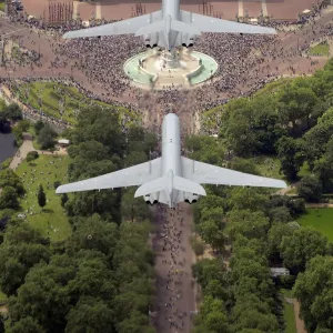 RAF VC-10 Aircraft Fly Over Buckingham Palace