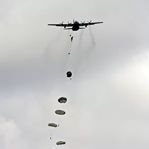 Soldiers from 3 Para Parachute from a Hercules Aircraft