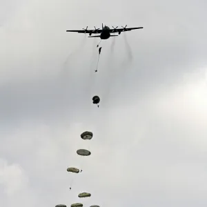 Soldiers from 3 Para Parachute from a Hercules Aircraft