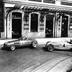 1948 Monaco Grand Prix: Yves Giraud-Cabantous prepares to pass Count Igor Troubetskoy at Station Hairpin