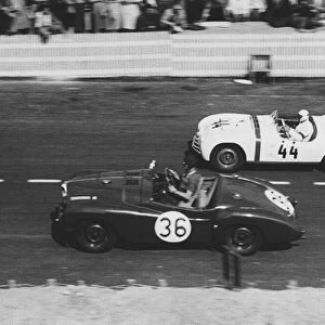 1950 Le Mans 24 hours: Tommy Wisdom / Tommy Wise, 16th position, leads Vaclav Bobek / Jaroslav Netusil, retired, action