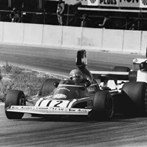 1974 Swedish Grand Prix: Anderstorp, Sweden. 7th - 9th June 1974. Niki Lauda, retired leads James Hunt, 3rd position, action