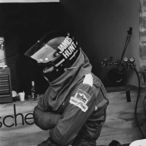 1976 Austrian Grand Prix: James Hunt, 4th position, in the pits, portrait