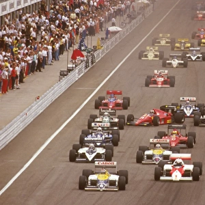 1986 German Grand Prix: Stefan Johansson gets completely crossed up after tripping over Alliots Ligier at the start