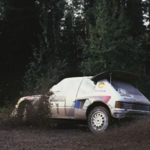 1986 World Rally Championship: Timo Salonen / Seppo Harjanne, 1st position, action