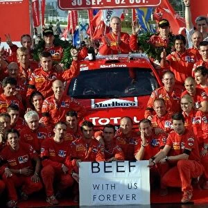 FIA World Rally Championship: Rally Japan winner Marcus Gronholm, Peugeot 307 WRC, and the Peugeot team remember Michael Park who was tragically