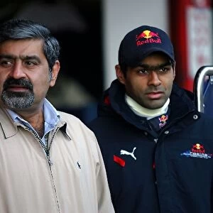 Formula One Testing: Vicky Chandhok with his son Karun Chandhok Red Bull Racing