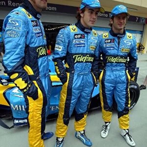 Formula One World Championship: Franck Montagny Renault Test Driver, Fernando Alonso Renault and Jarno Trulli Renault