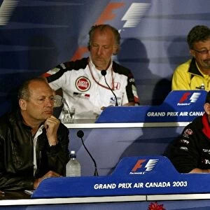 Formula One World Championship: A heated FIA Press Conference): David Richards BAR Team Principal; Eddie Jordan Jordan Team Owner; Ron Dennis