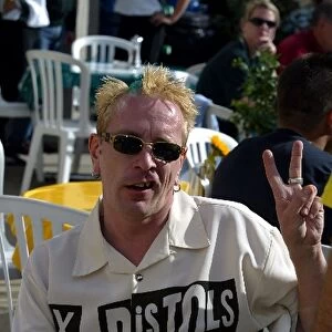 Formula One World Championship: John Lydon AKA Johnny Rotten, lead singer with the Sex Pistols