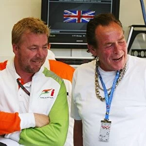 Formula One World Championship: Mick Gomme Force India F1 Team with Bobby George Darts Legend