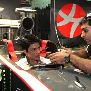 Formula One World Championship: Shahrukh Kahn Bollywood Actor with Karun Chandhok Hispania Racing F1 Team