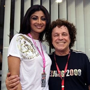 Formula One World Championship: Shilpa Shetty Indian film actress and model with Leo Sayer Singer