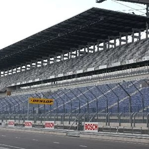 The huge main grandstand at the Lausitzring. DTM Championship, Rd 4, Lausitzring, Germany