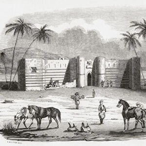 The Aqaba Castle, Mamluk Castle or Aqaba Fort, Aqaba, Jordan. From Monuments de Tous les Peuples, published 1843