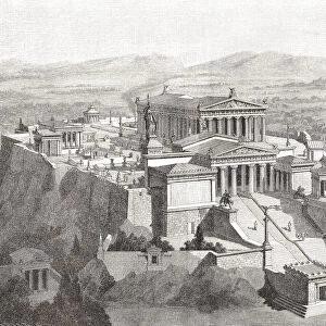 Artists impression of the Acropolis of Athens in ancient Greece