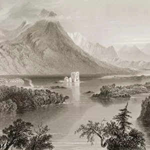 Ballynahinch, Lake Connemara, County Galway, Ireland. Drawn By W. H. Bartlett, Engraved By R. Wallis. From "The Scenery And Antiquities Of Ireland"By N. P. Willis And J. Stirling Coyne. Illustrated From Drawings By W. H. Bartlett. Published London C. 1841