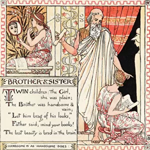 Brother And Sister From The Book Babys Own Aesop By Walter Crane Published C1920