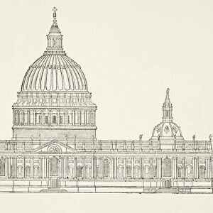 Christopher WrenA┼¢S First Design For The New St Pauls Cathedral After The Great Fire Of London. From The National And Domestic History Of England By William Aubrey Published London Circa 1890