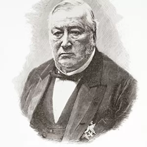 Daniel Bernard Weisweiller, 1814 - 1892. German-born Spanish banker, an agent of Rothschild banking house in Madrid. From La Ilustracion Espanola y Americana, published 1892