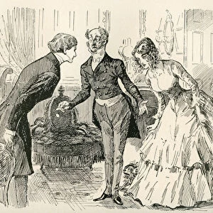 David Meets Dora And Miss Murdstone. "mr. Copperfield, My Daughter Dora, And My Daughter Doras Confidential Friend, Miss Murdstone!". Illustration By Harry Furniss For The Charles Dickens Novel David Copperfield, From The Testimonial Edition, Published 1910