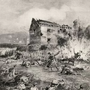 With The Die Hards At Neuve Chapelle. The Storming Of A Blockhouse By The 2Nd Middlesex. Drawn By D. Macpherson. From The Great World War A History Volume Iii, Published 1916