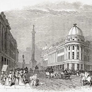 Grainger Street, Newcastle-upon-Tyne, England, seen here in the 19th century. Built by Richard Grainger (1797-1861) a builder in Newcastle upon Tyne. From Old England: A Pictorial Museum, published 1847