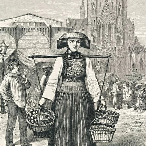 A Hamburg Market Woman, Hamburg, Germany In The 19Th Century. From Pictures From The German Fatherland Published C. 1880