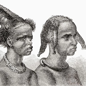 Headdresses Of South African Native Women In The 19Th Century. From Africa By Keith Johnston, Published 1884