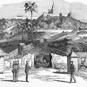 The Illustrated London News Etching From 1853. the Temporary Stockade At Martaban Burma, Burmese War