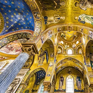 Interior of Church of Santa Maria dell Ammiraglio, also known as Martorana in Palermo, Sicily, Italy