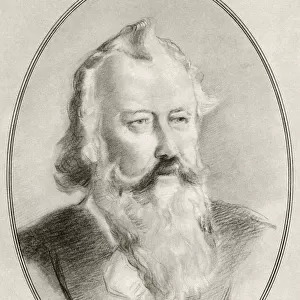 Johannes Brahms, 1833 - 1897. German composer and pianist of the Romantic period. Illustration by Gordon Ross, American artist and illustrator (1873-1946), from Living Biographies of Great Composers
