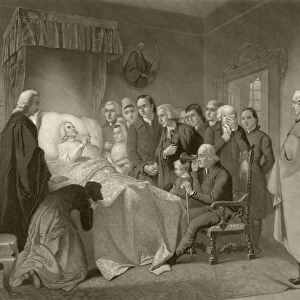 John Wesley, 1703 To 1791, On His Death Bed. Wesley, An English Cleric, Founded Methodism. After A 19Th Century Work Engraved By John Sartain