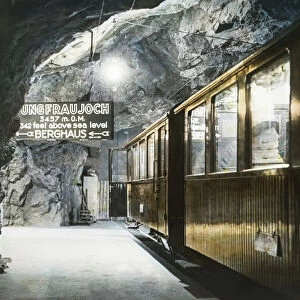 Jungfraujoch Underground Railway Station Situated Below The Jungfraujoch Col In The Bernese Oberland Region Of Switzerland. Hand Coloured Magic Lantern Slide