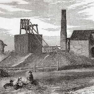Killingworth Colliery, Newcastle Upon Tyne, North Tyneside, England, seen here the high pit. George Stephenson, enginewright at the colliery, built his first locomotive Blucher here. From Great Engineers, published c. 1890