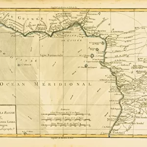 Map Of Guinea, Circa. 1760. From "Atlas De Toutes Les Parties Connues Du Globe Terrestre "By Cartographer Rigobert Bonne. Published Geneva Circa. 1760