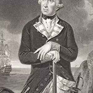 Richard Kempenfelt 1718 - 1782. British Rear Admiral. From The Book Gallery Of Historical Portraits Published C. 1880
