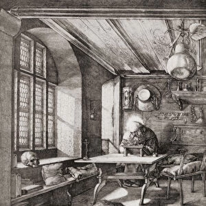 Saint Jerome In His Study, After The 1514 Engraving By Albrecht DAOErer. From Bibbys Annual, Published 1915