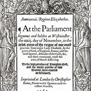 Title Page Of Acts Of Parliament, 1585. From The Book Short History Of The English People By J. R. Green, Published London 1893