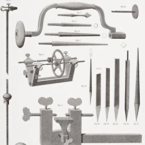 Tools For Making Clocks From 18Th And 19Th Centuries. From The Cyclopaedia Or Universal Dictionary Of Arts, Sciences And Literature By Abraham Rees, Published London 1820