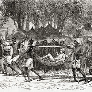 Verney Lovett Cameron Arriving At The Village Of Oulonnda, Africa During His Travels There In 1872 To 1876. Verney Lovett Cameron, 1844 To 1894. English Explorer In Central Africa. From El Mundo En La Mano, Published 1878