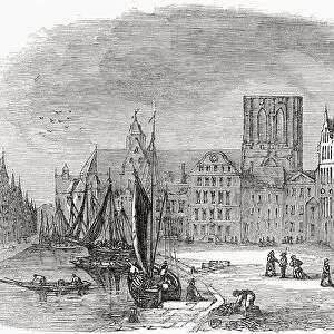 View of Ghent, Belgium, 1706. From Cassells Illustrated History of England, published c. 1890
