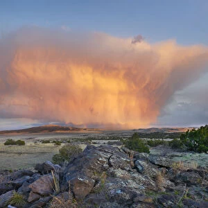 Giant cumulonimbius cloud and rainbow, Sierra Grande, near Capulin, New Mexico