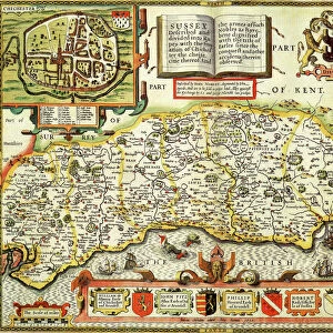 Sussex Historical John Speed 1610 Map