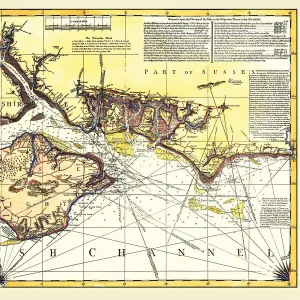 Early Coastal Survey Map of the Isle of Wight, Spithead and Portsmouth Harbour 1794