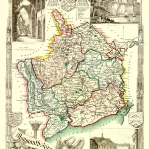 Decorative Print of Old Monmouthshire Map 1836 Decorative Print of Old Monmouthshire Map 1836