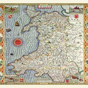 Old Map of Wales 1611 Print - Facsimile Reproduction Old Map of Wales 1611 Print - Facsimile Reproduction