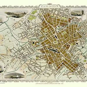 Old Map of Birmingham 1851 by John Tallis